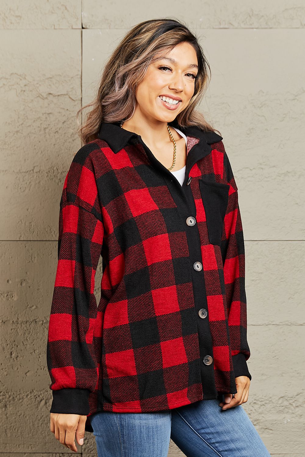 Madison Make It Last Contrast Plaid Shacket