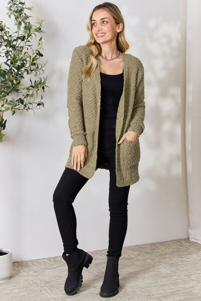 Falling For You Open Front Popcorn Cardigan