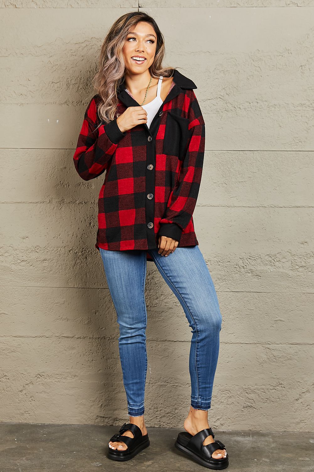 Madison Make It Last Contrast Plaid Shacket