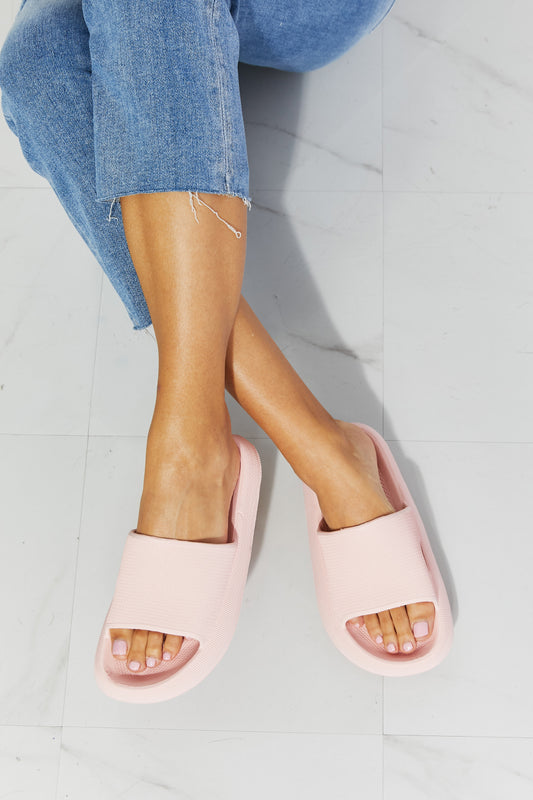 Arms Around Me Open Toe Slide in Pink