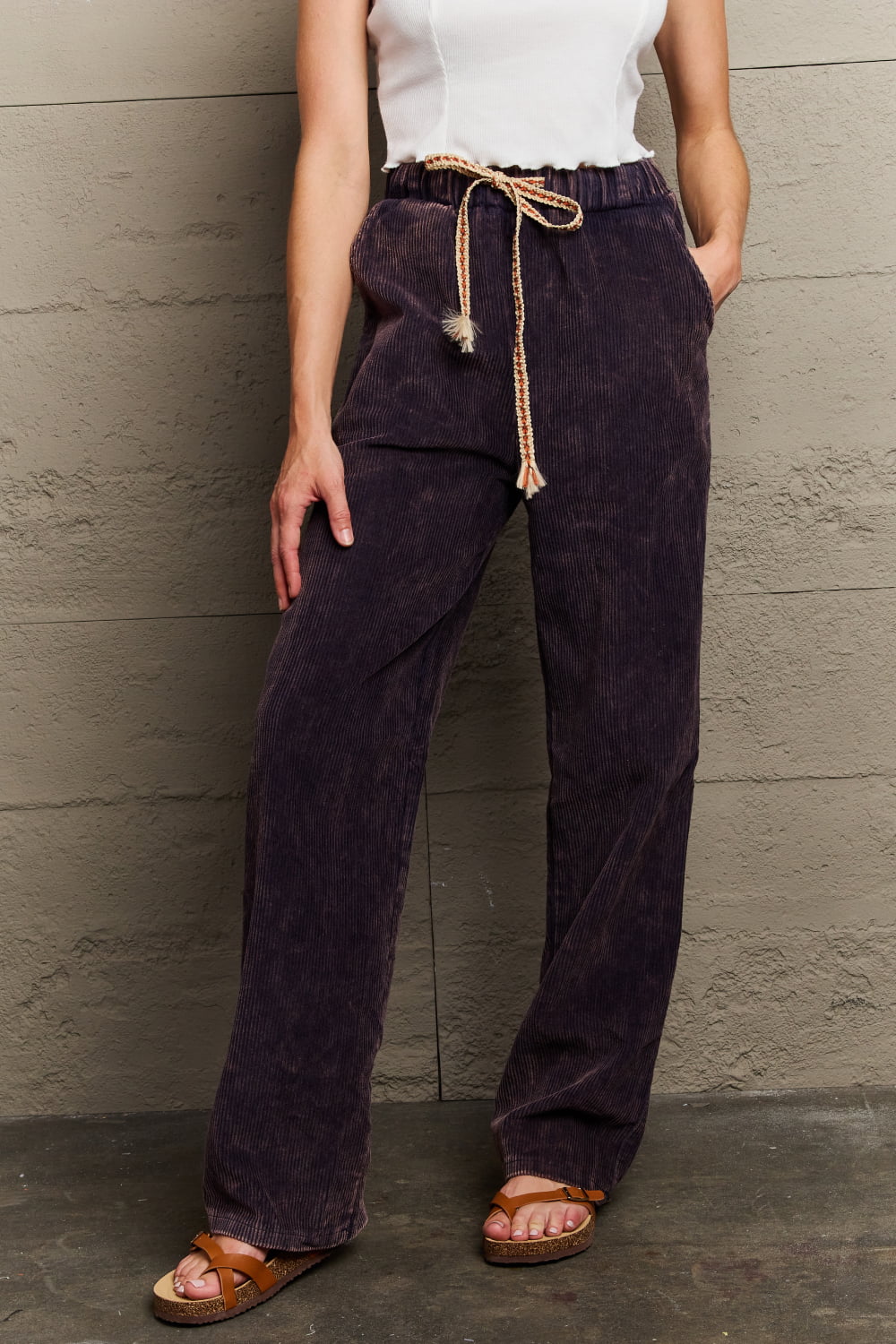 Corduroy Straight Fit Pants in Midnight Navy