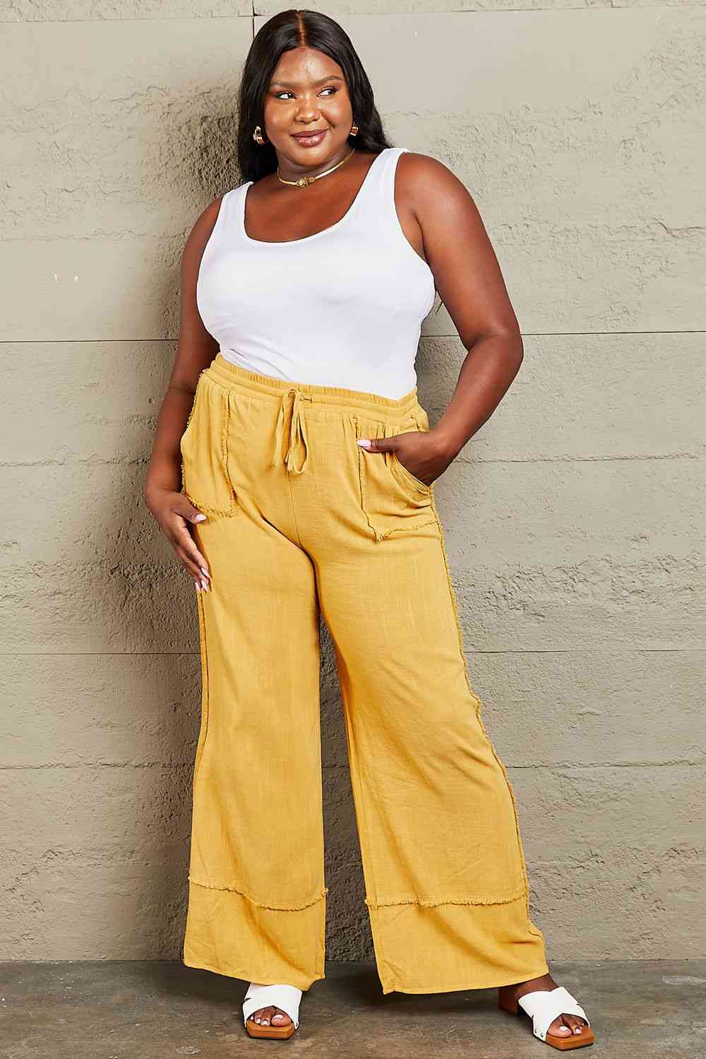 Mineral Wash Wide Leg Pants