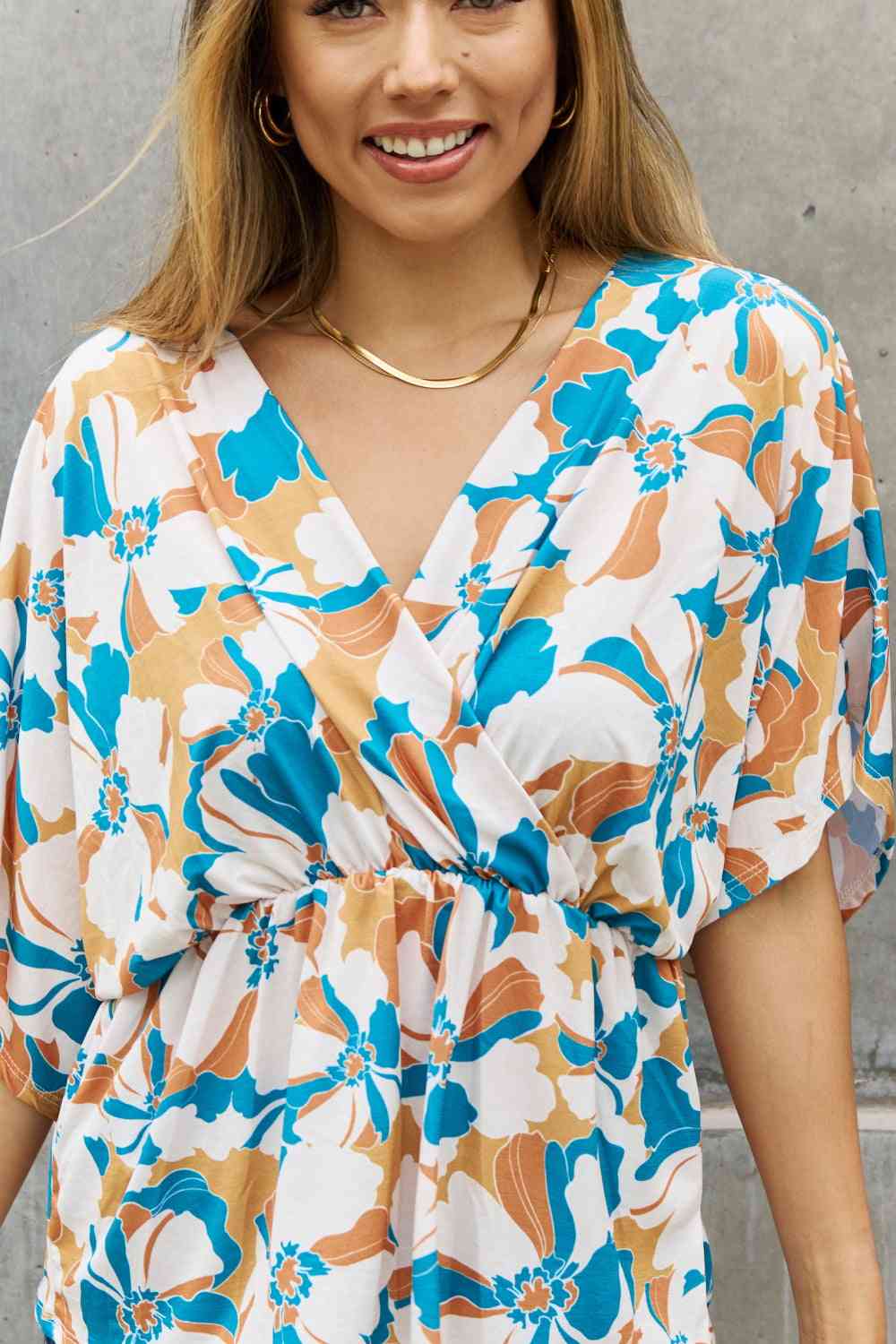 Floral Print Wrap Tunic Top