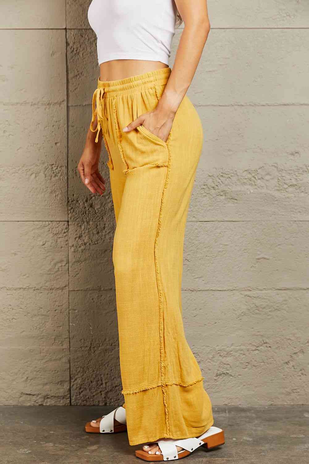 Mineral Wash Wide Leg Pants