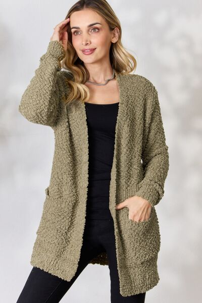 Falling For You Open Front Popcorn Cardigan