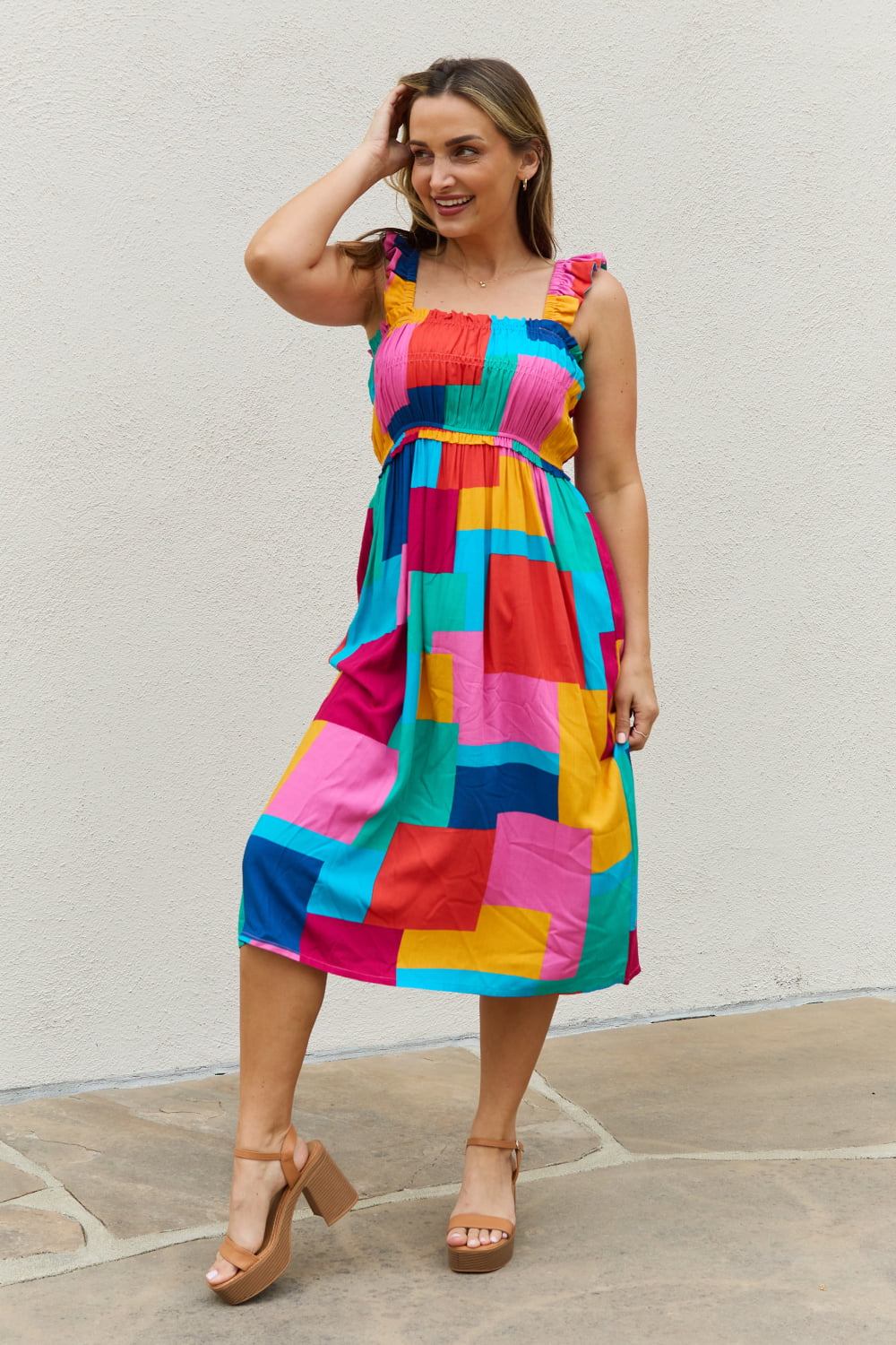 Square Print Summer Dress