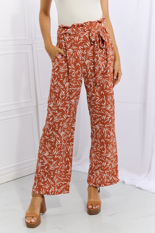 Geometric Printed Pants in Red Orange