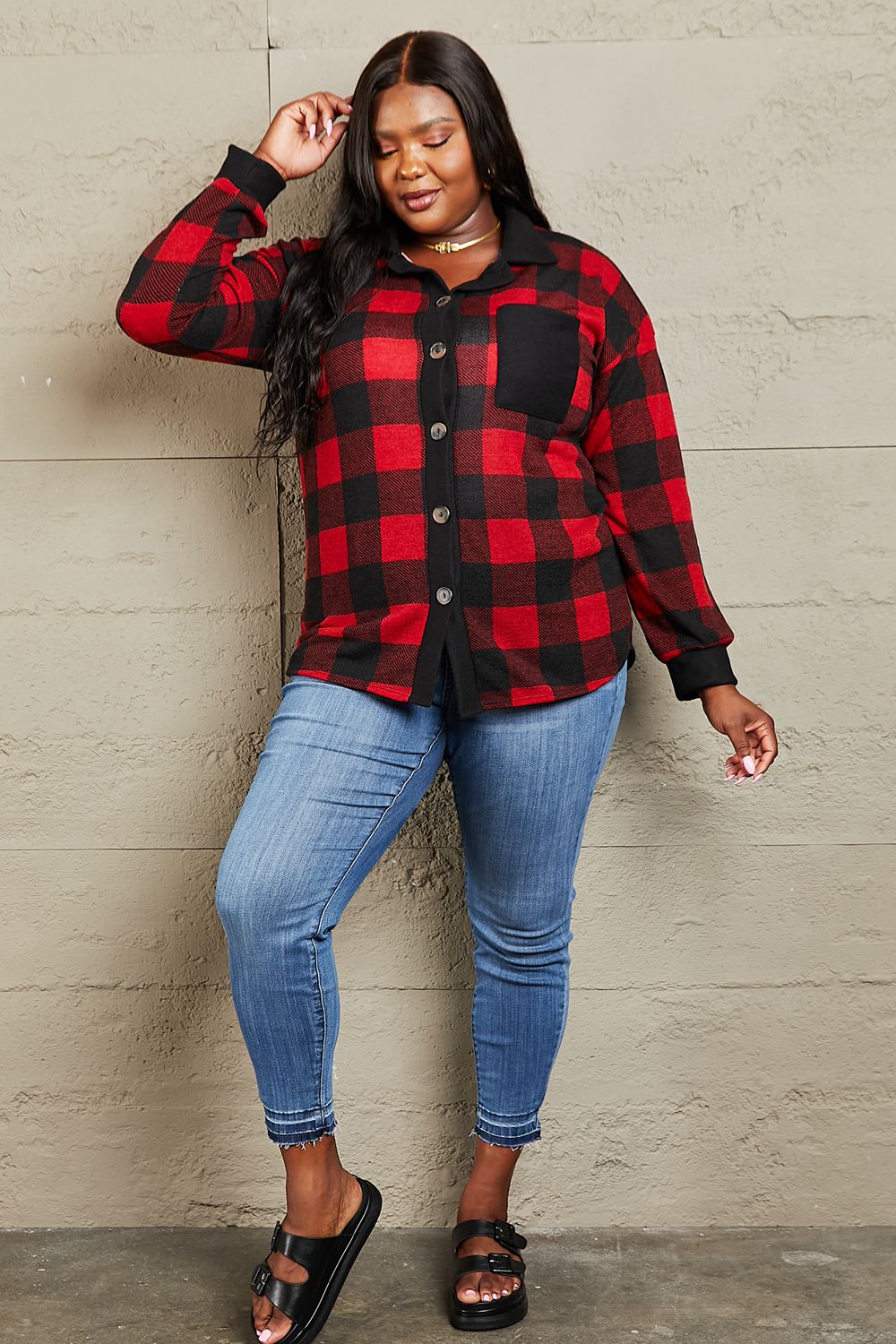 Madison Make It Last Contrast Plaid Shacket