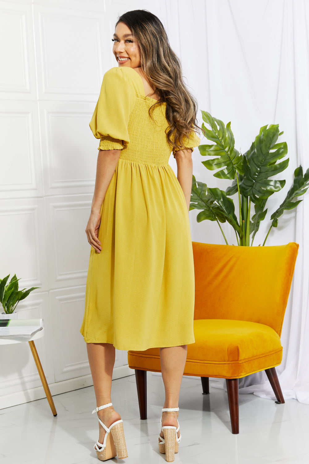 Square Neck Midi Dress