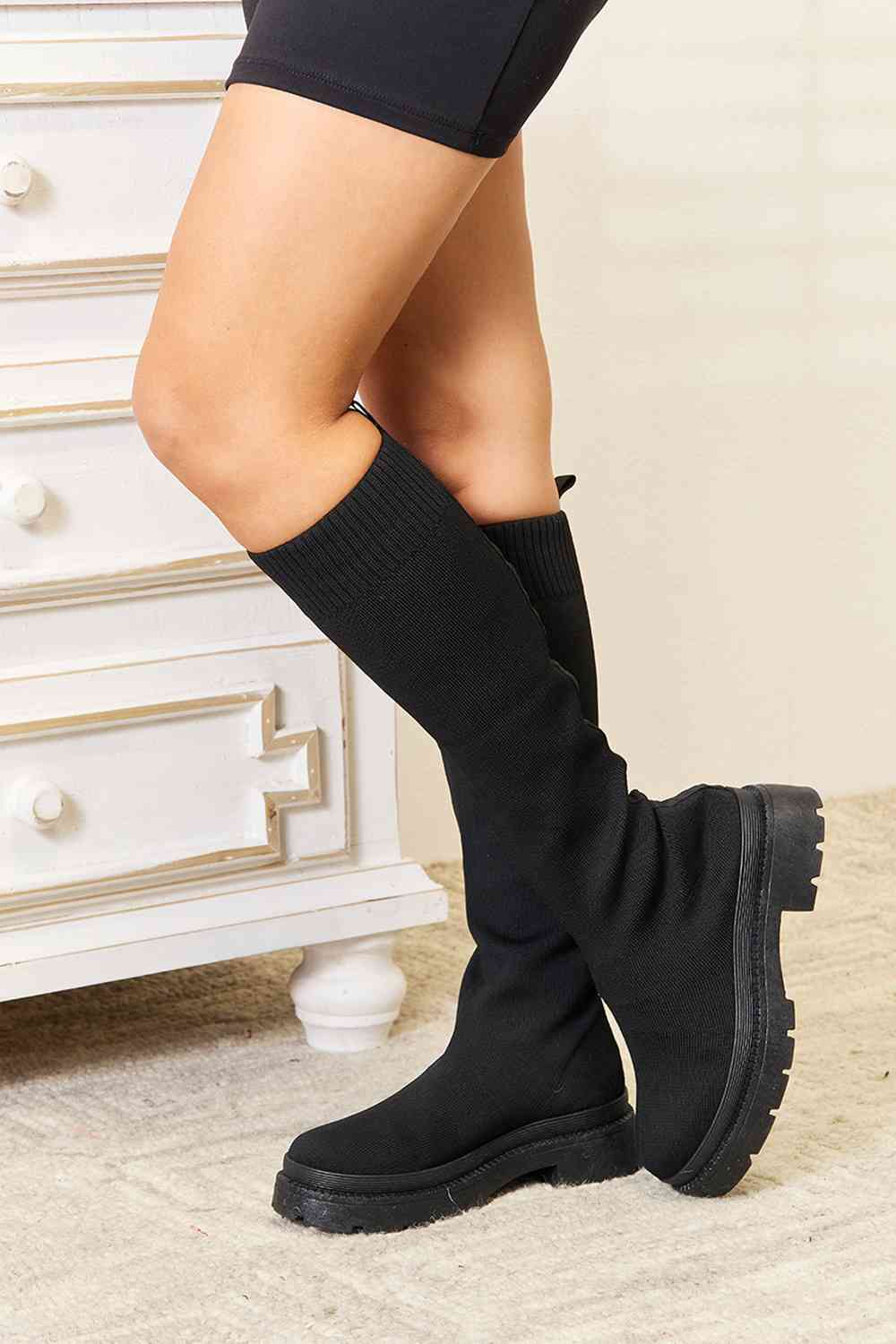 Knee High Platform Sock Boots