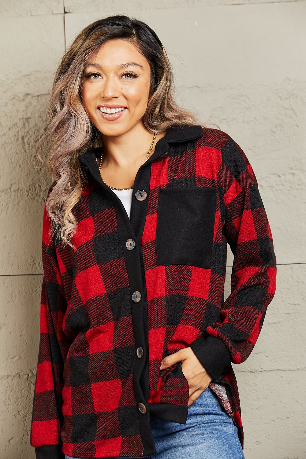 Madison Make It Last Contrast Plaid Shacket