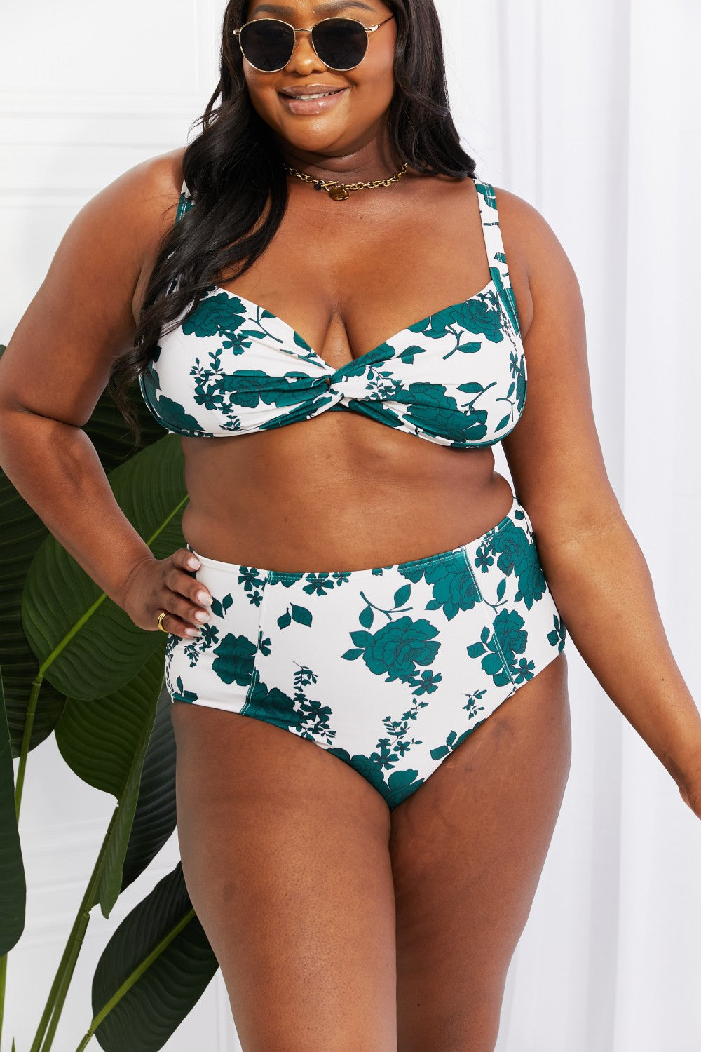 Take A Dip Twist High-Rise Bikini in Forest