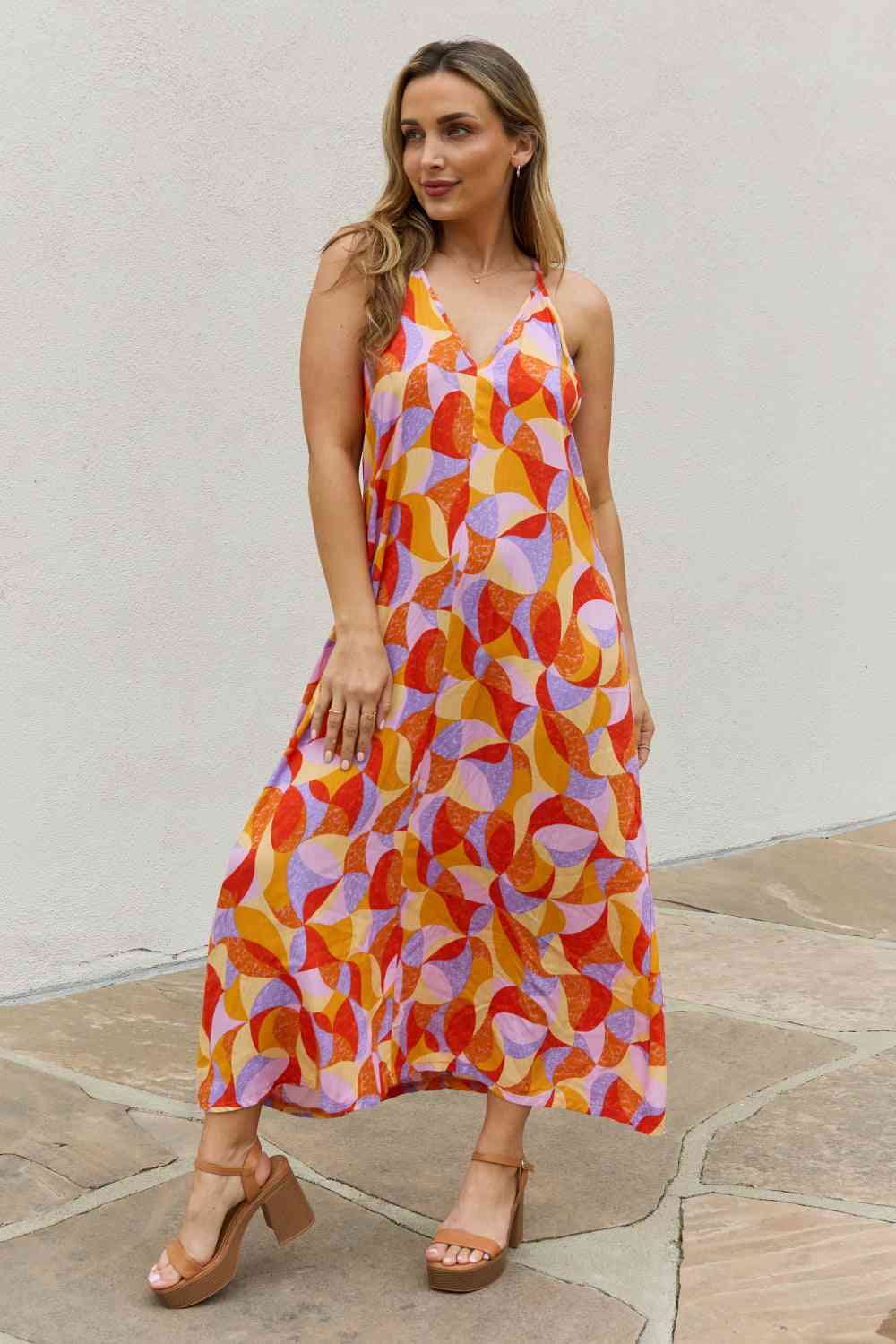 Printed Sleeveless Maxi Dress