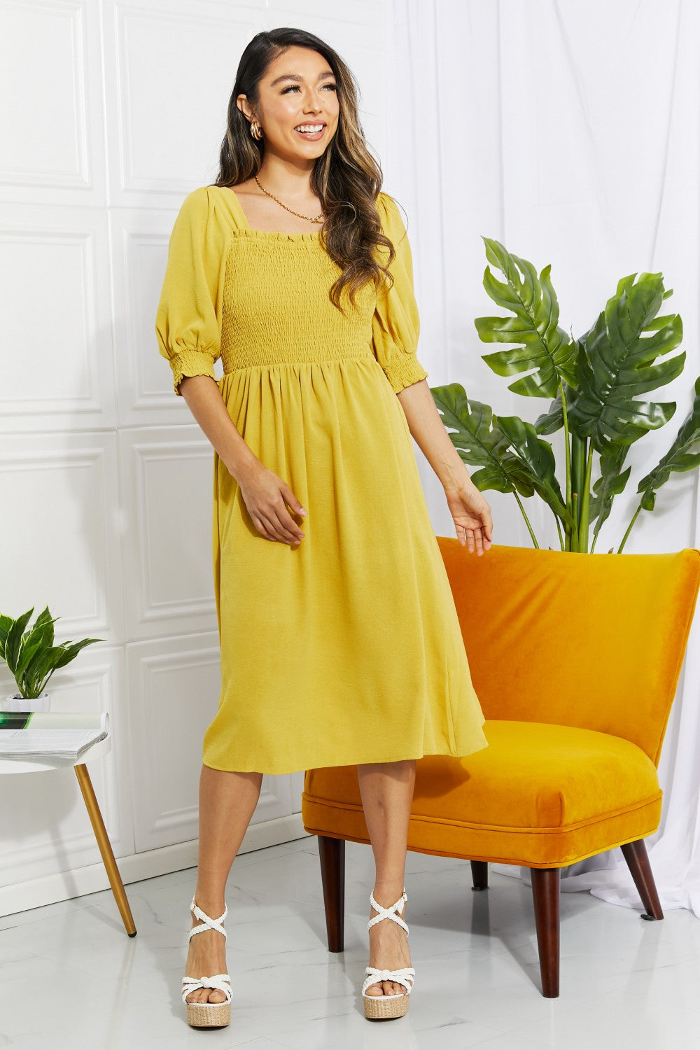 Square Neck Midi Dress