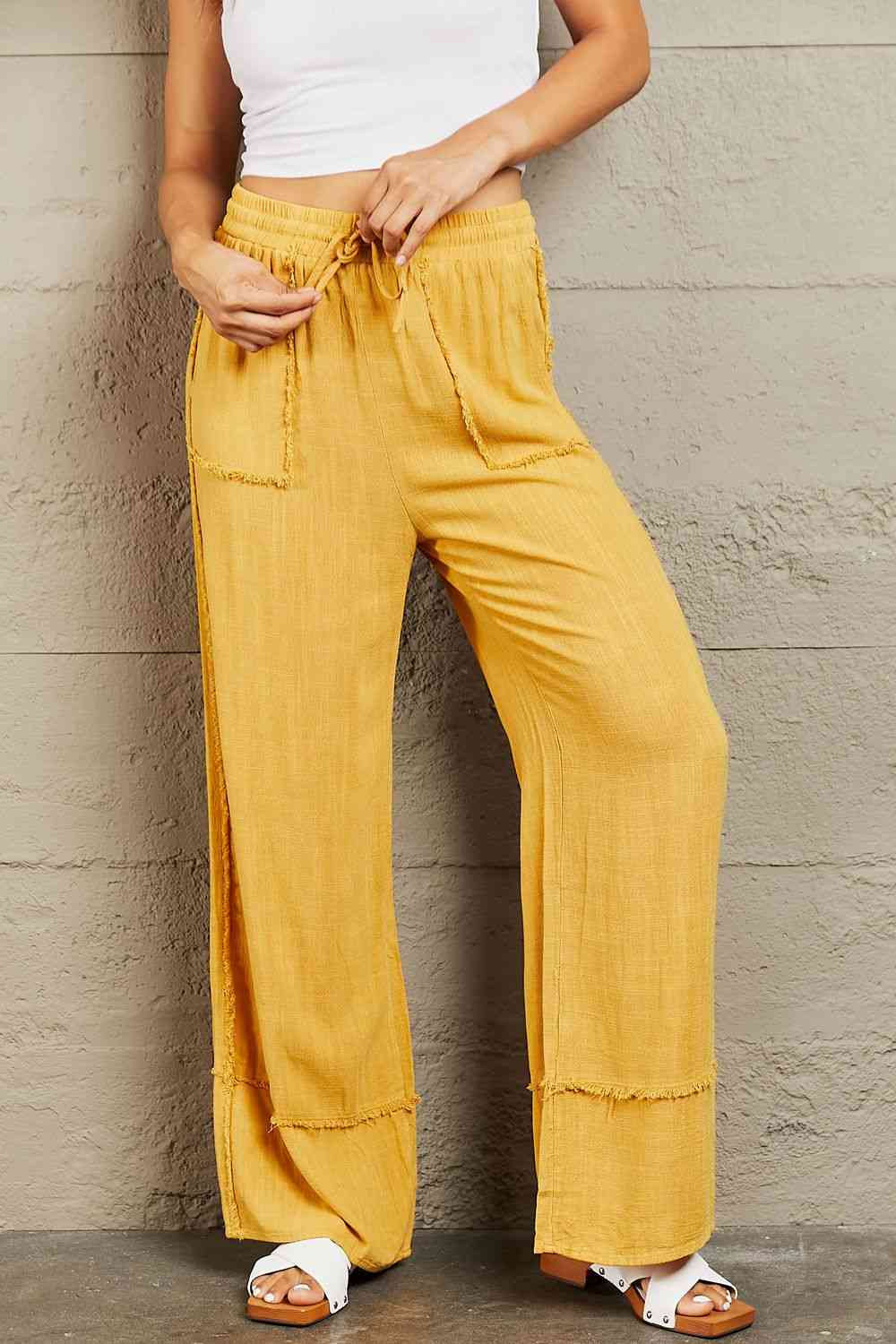 Mineral Wash Wide Leg Pants