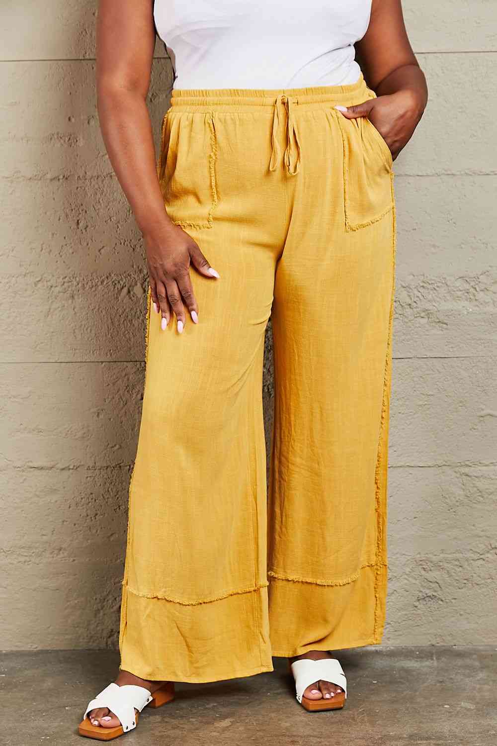 Mineral Wash Wide Leg Pants