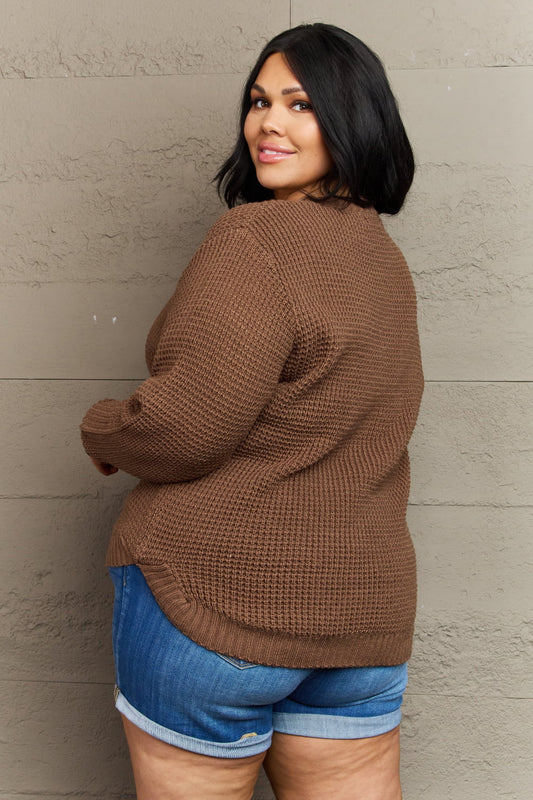 High Low Waffle Knit Sweater