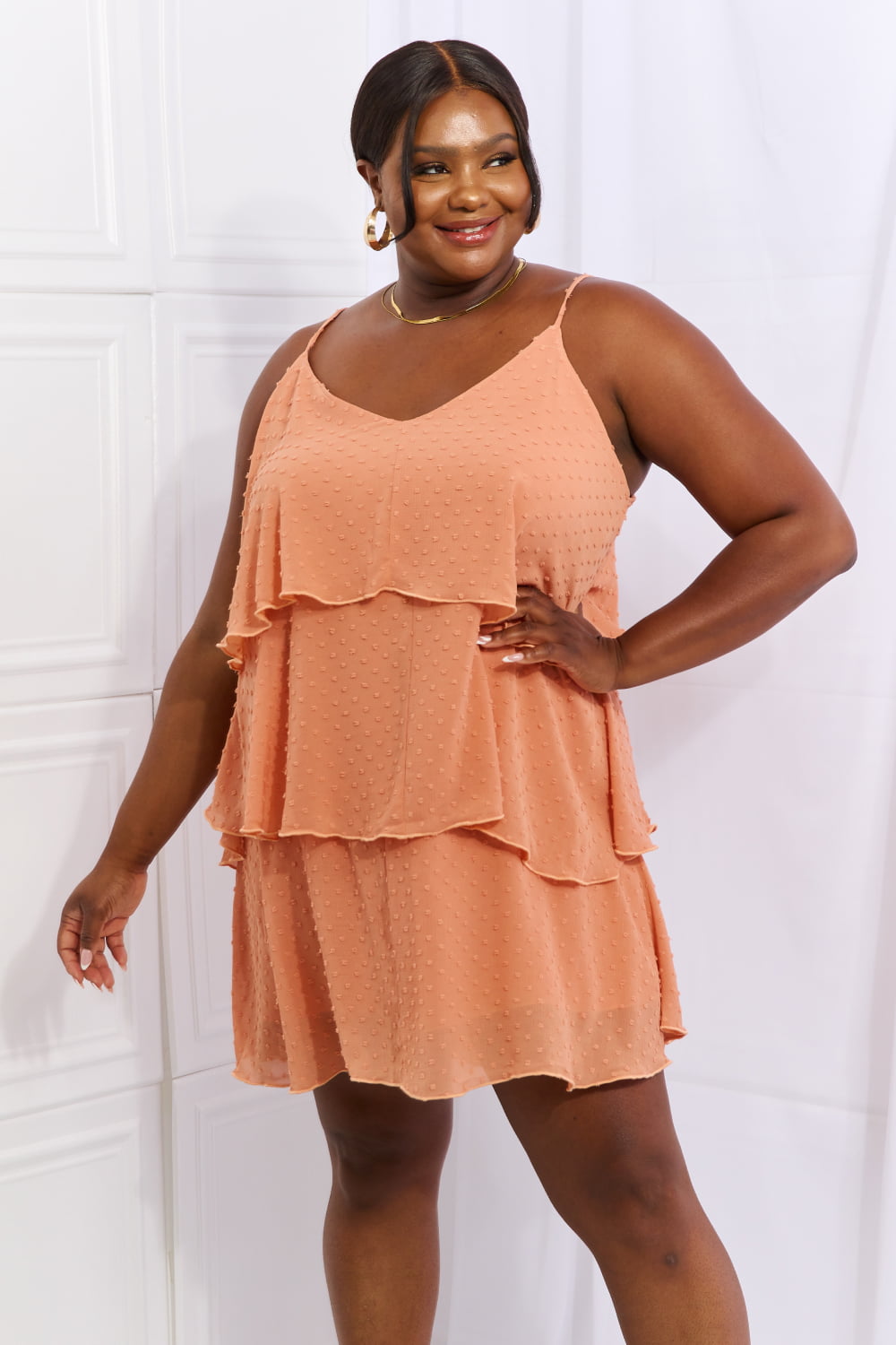 Cascade Ruffle Style Cami Dress in Sherbet